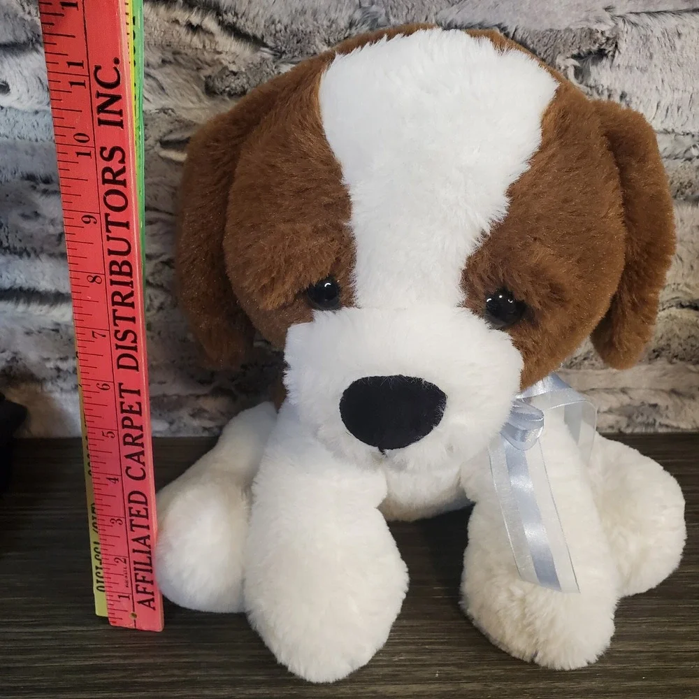 Kellytoy White Brown Dog Plush Sitting Stuffed Animal 11